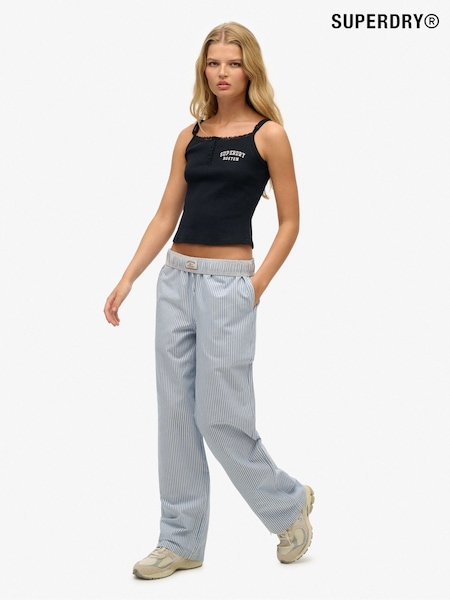 Superdry Light Blue Stripe Elastic 100% Cotton Trousers (AP9581) | £35