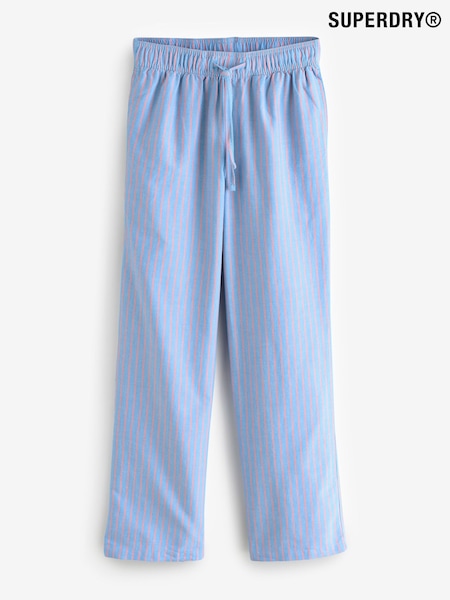 Superdry Blue/Pink Stripe Elastic 100% Cotton Trousers (AP9582) | £35