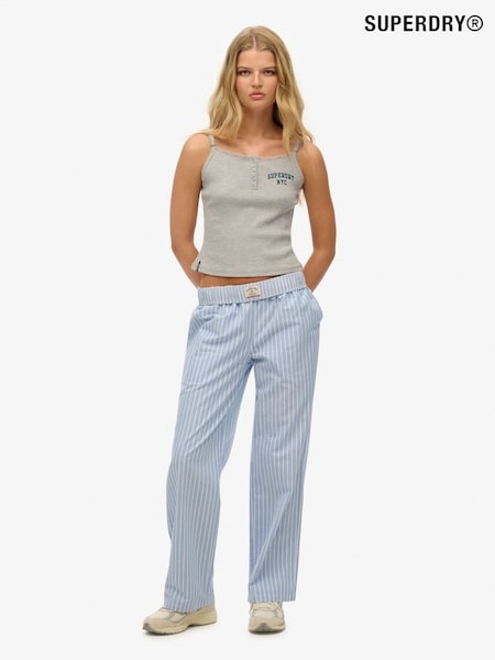 Superdry Blue/White Stripe Elastic 100% Cotton Trousers (AP9584) | £35
