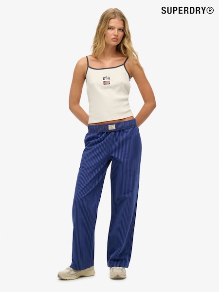 Superdry Navy Stripe Elastic 100% Cotton Trousers (AP9586) | £35