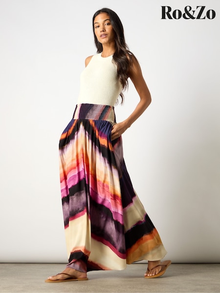 Ro&Zo Purple Chevron Stripe Print Skirt (AP9623) | £89
