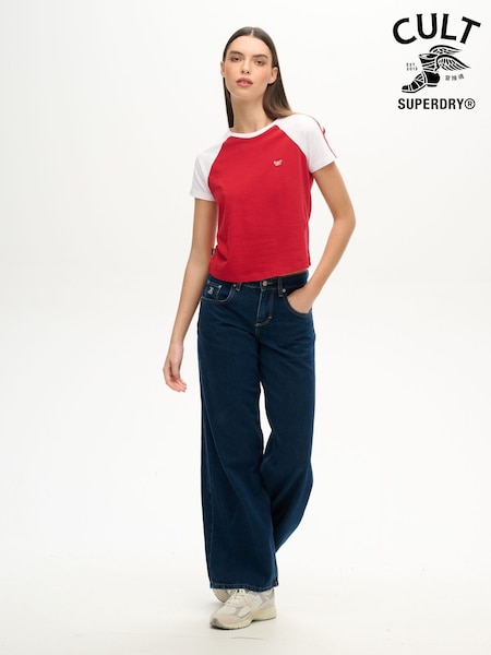 Superdry Blue Dark Cult Mid Rise Baggy Jeans (AP9642) | £45