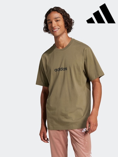 adidas Green Essentials Linear Single Jersey T-Shirt (AP9670) | £15