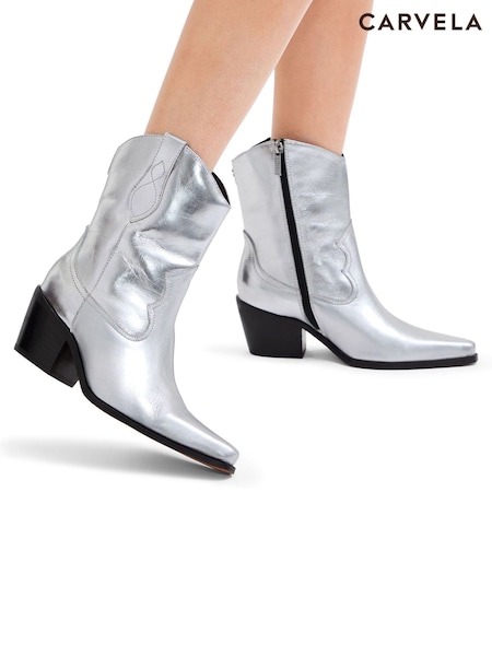Carvela Silver Chrome Maven Boots (AP9743) | £159