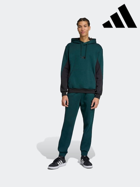 adidas Green Sportswear Fleece Colourblock Hooded Tracksuit (AP9828) | £80