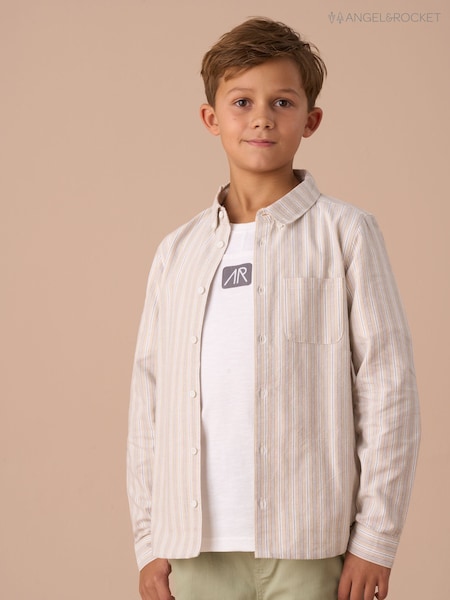 Angel & Rocket Cream Ralph Oxford Stripe 100% Cotton Shirt (AP9875) | £20 - £27