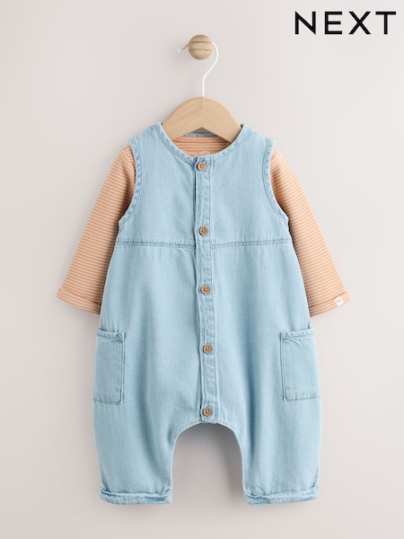 Denim Blue Dungaree and Bodysuit Baby Set (0mths-2yrs) (AP9916) | £18 - £20