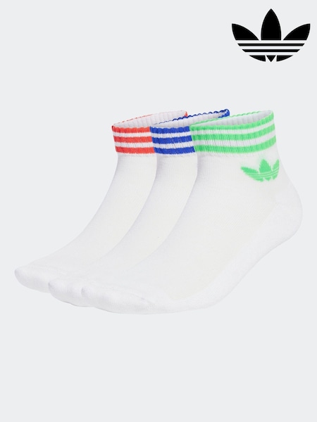 adidas Originals White Chrome Ankle Socks 3 Pack (AP9933) | £12