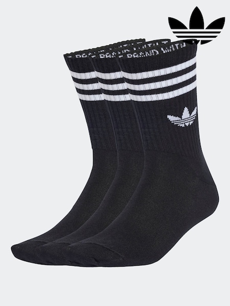 adidas Originals Black 3-Stripes Crew Socks 3 Pairs (AP9943) | £12