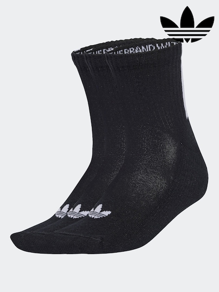 adidas Originals Black 3 Stripe 3 Pack 1/4 Socks (AP9954) | £12