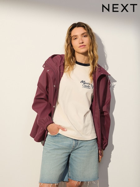 Berry Red Rubber Rain Jacket (AR0001) | £65