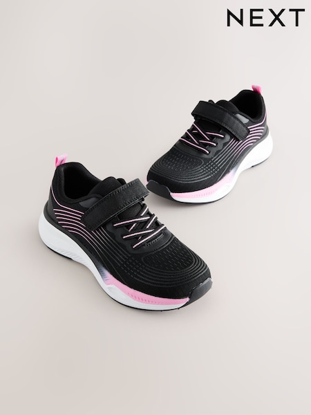 Black/Pink Elastic Lace-Up School Trainers (AR0208) | £24 - £30