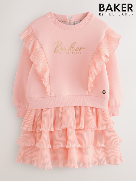 Baker by Ted Baker Pink Frill Skirted Mockable Dress (AR0465) | £38 - £41