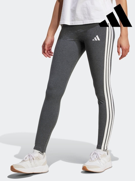adidas Grey Essentials 3-Stripes Cotton Leggings (AR0472) | £23