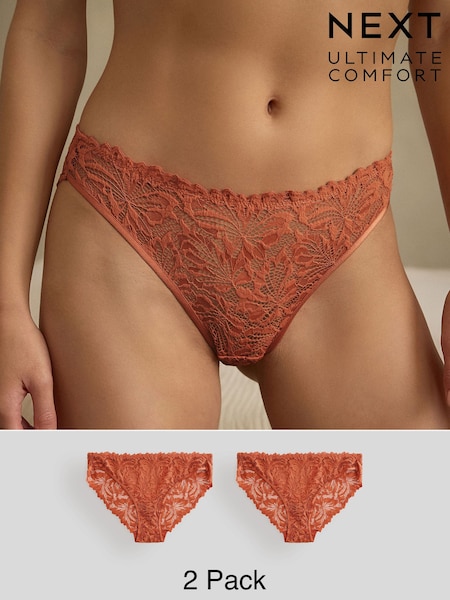 Rust High Leg Ultimate Comfort Lace Knickers 2 Pack (AR0736) | £15