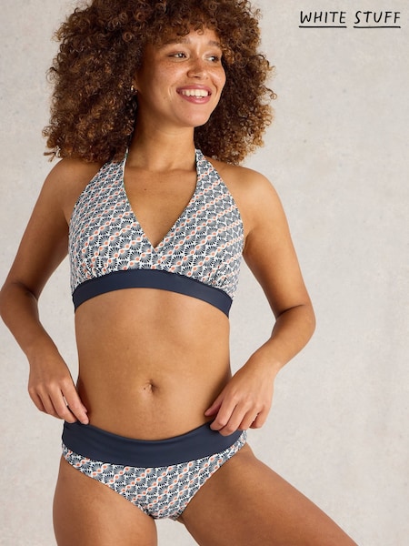 White Stuff Blue Reversible Fold Down Bikini Bottoms (AR0747) | £35