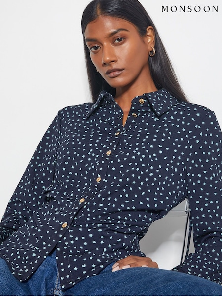 Monsoon Blue Novie Spot Print Jersey Shirt (AR1440) | £55