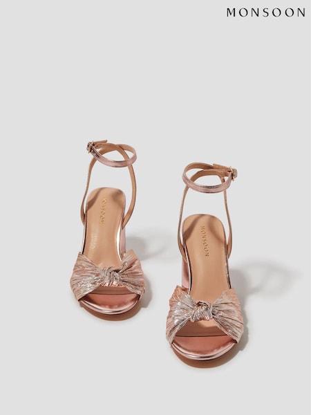 Monsoon Pink Metallic Twist Front Heeled Sandals (AR1455) | £70