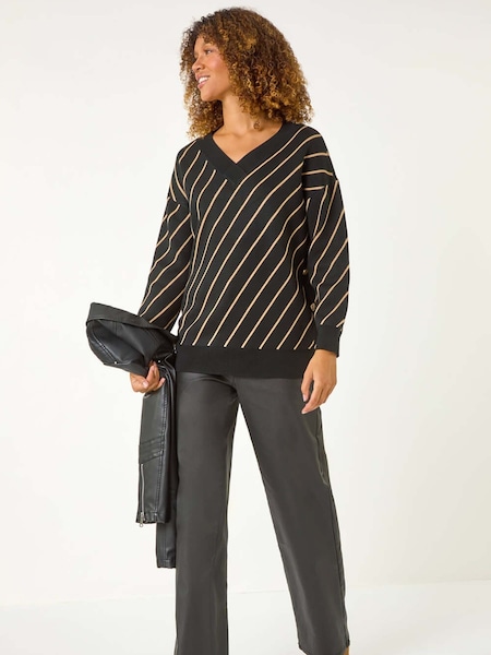 Roman Black Horizontal Stripe Knit Jumper (AR1493) | £42