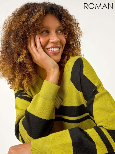 Roman Yellow Abstract Print Longline Stretch Jumper (AR1498) | £42
