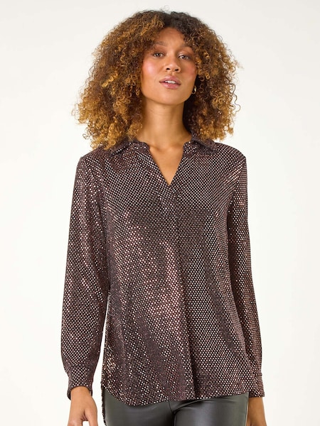 Roman Metallic Sequin Stretch Shirt Top (AR1510) | £45
