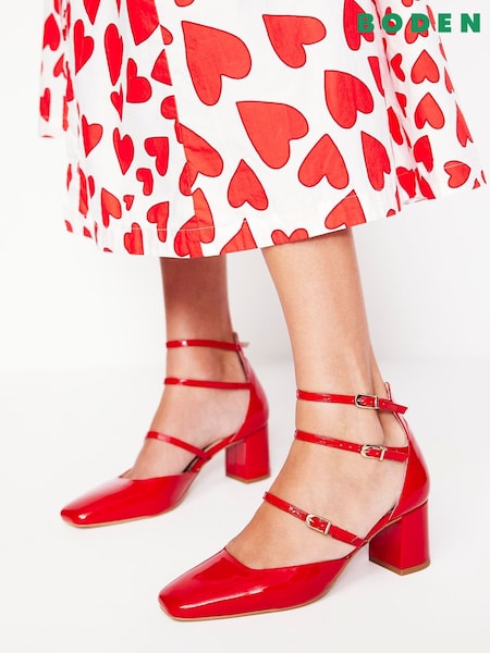 Boden Red Multi Strap Block Heel Pumps (AR1686) | £130