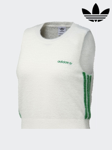 adidas Originals White Fluffy 3-Stripes Vest (AR1928) | £60