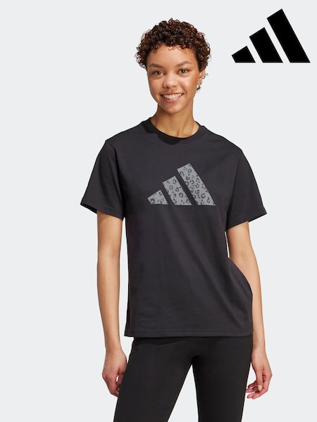 adidas Black Animal Graphic Regular 100% Cotton T-Shirt (AR1941) | £20
