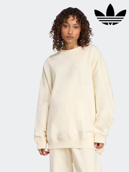 adidas Originals Brown Essentials Linear Oversize Crew Sweatshirt (AR1979) | £50