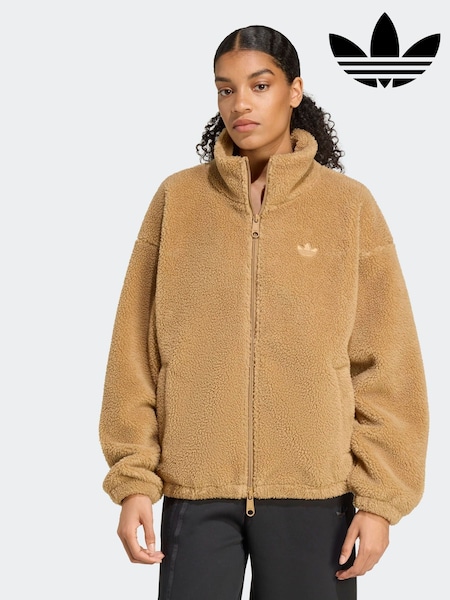 adidas Originals Brown Essentials Teddy Full Zip Jacket (AR1996) | £55