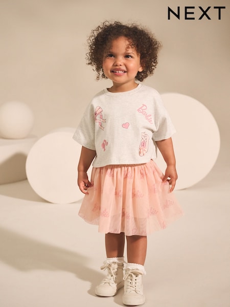 Pink/Grey Barbie T-Shirt & Skirt Set (3mths-7yrs) (AR2043) | £20 - £24