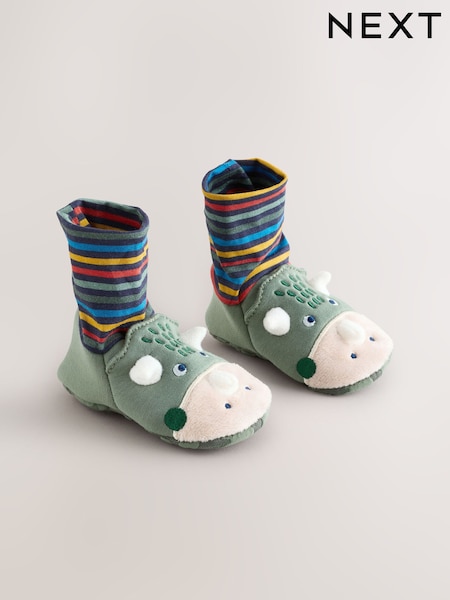 Green Dinosaur Baby Sock Top Boot Shoes (0-18mths) (AR2208) | £0