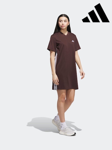 adidas Brown 3-Stripes Shift Dress (AR2402) | £38