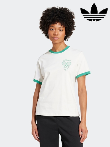 adidas Originals White Retro Tennis 100% Cotton T-Shirt (AR2421) | £30