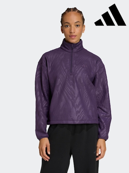 adidas Purple All-Over Print Polarfleece Half Zip Sweatshirt (AR2462) | £60