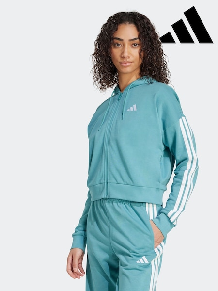 adidas Green 3-Stripes French Terry Full Zip Regular Hoodie (AR2607) | £45