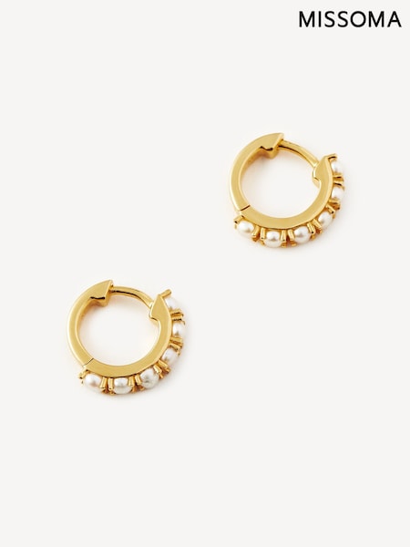 Missoma Gold Tone Pearl Huggie Earrings (AR2719) | £80