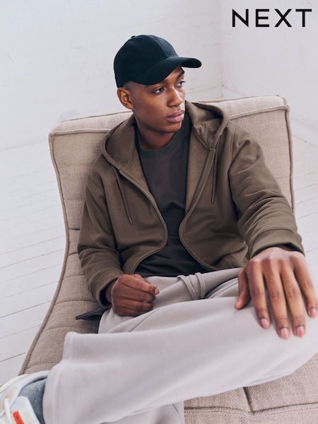Neutral Brown Cotton-Rich Jersey Zip Up Hoodie (AR2781) | £32