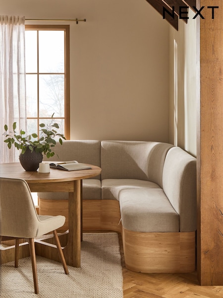Natural Noa Curve Tweedy Plain Light Corner Banquette (AR2783) | £1,499