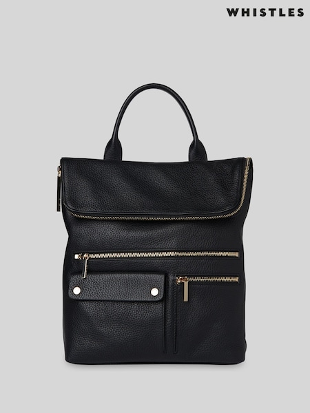 Whistles Black Farrow Pocket Detail Backpack (AR2987) | £215