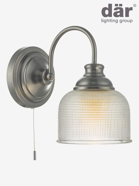 Dar Lighting Antique Chrome Textured Glass Tack Wall Light (AR3031) | £36