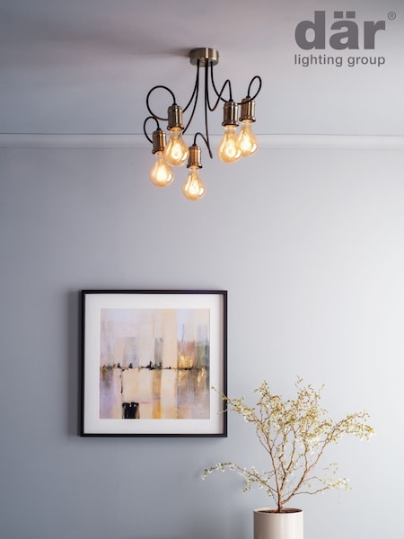 Dar Lighting Antique Brass Alzbet 5 Light Semi Flush Ceiling Light (AR3034) | £105