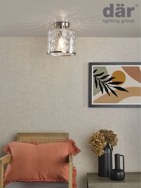Dar Lighting Satin Chrome Glass Olsen Semi Flush Ceiling Light (AR3036) | £56