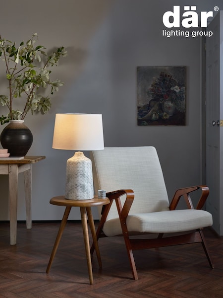 Dar Lighting Grey Ceramic Polished Chrome Vondra Table Lamp (AR3048) | £115