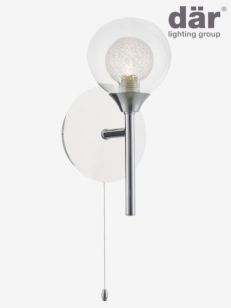 Dar Lighting Polished Chrome Glass Zeke Wall Light (AR3051) | £40