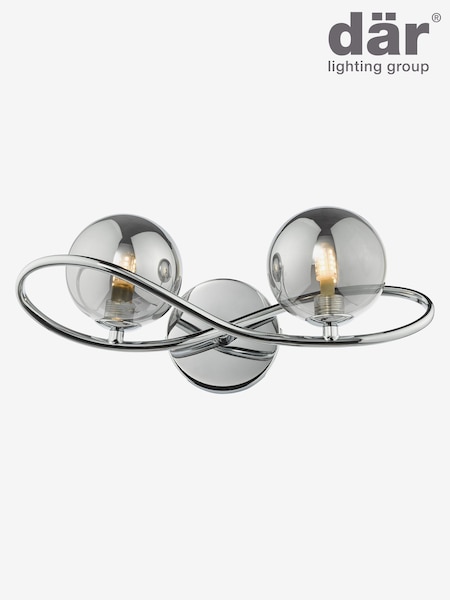 Dar Lighting Polished Chrome Smoked Glass Lysandra 2 Light Wall Light (AR3053) | £60