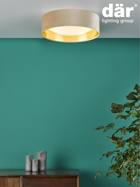 Dar Lighting Taupe White Frosted Acrylic Nysa 2 Light Flush Ceiling Light (AR3057) | £63