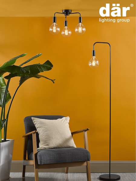 Dar Lighting Matt Black Dena 3 Light Semi Flush Ceiling Light (AR3059) | £42