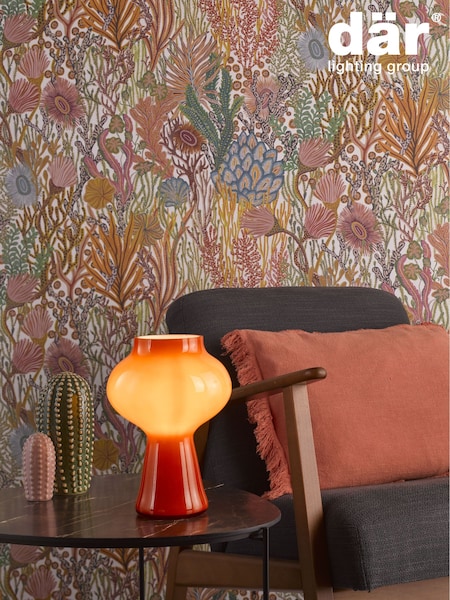 Dar Lighting Orange Art Glass Chrissy Table Lamp (AR3064) | £48