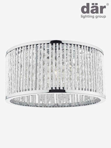 Dar Lighting Polished Chrome Clear Nantes 3 Light Flush Ceiling Light (AR3069) | £130